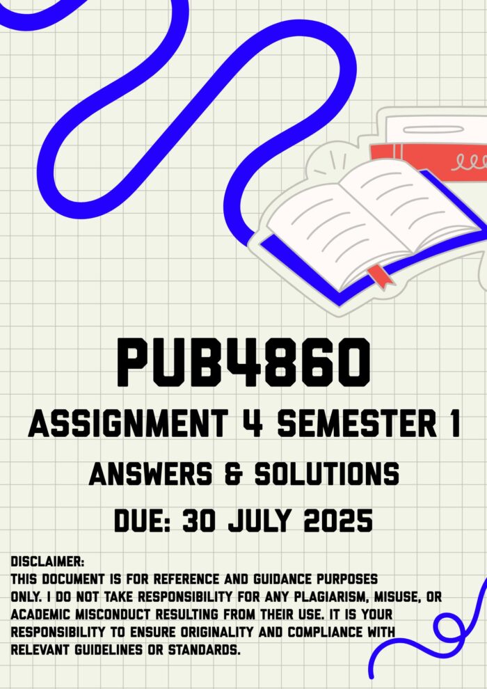 PUB4860 Assignment 4 Memo | Due 30 July 2025