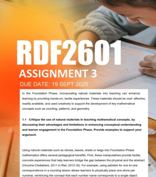 RDF2601 Assignment 3 2025 Due 19 September 2025 - StudyPass
