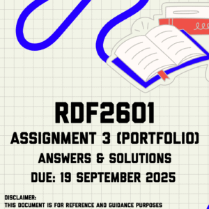 RDF2601 Assignment 3 (Portfolio) Memo | Due 19 September 2025