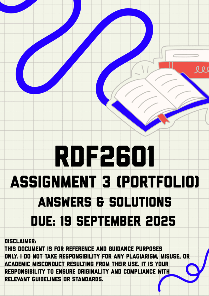 RDF2601 Assignment 3 (Portfolio) Memo | Due 19 September 2025