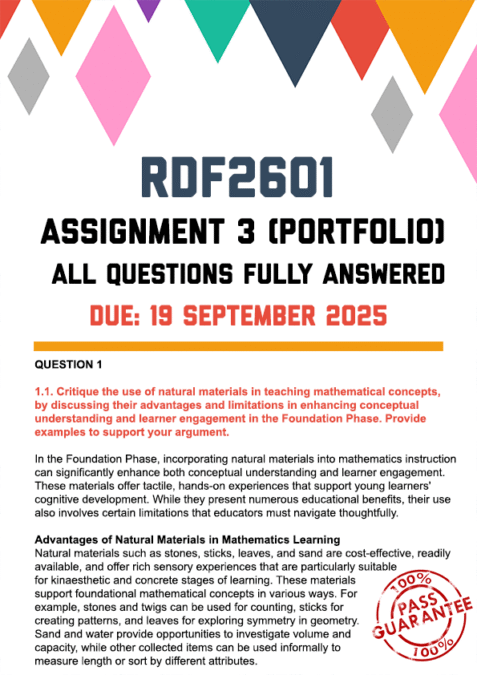 RDF2601 ASSIGNMENT 3 (PORTFOLIO) 2025 - FULLY ANSWERED (DUE 19 ...