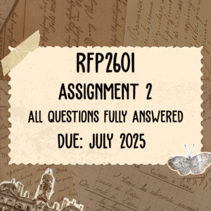 RFP2601 Assignment 2 Memo | Due July 2025