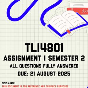 TLI4801 Assignment 1 Semester 2 Memo | Due 21 August 2025
