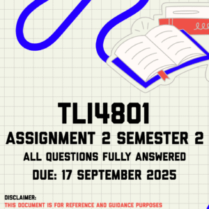 TLI4801 Assignment 2 Semester 2 Memo | Due 17 September 2025