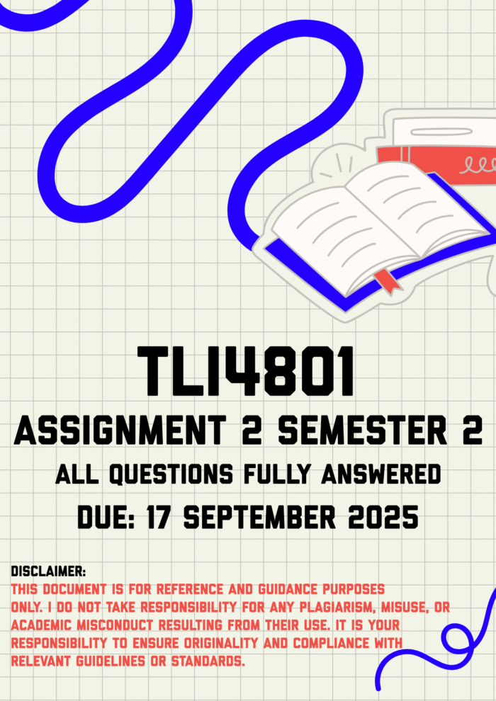 TLI4801 Assignment 2 Semester 2 Memo | Due 17 September 2025