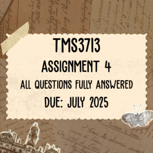 TMS3713 Assignment 4 Memo | Due July 2025