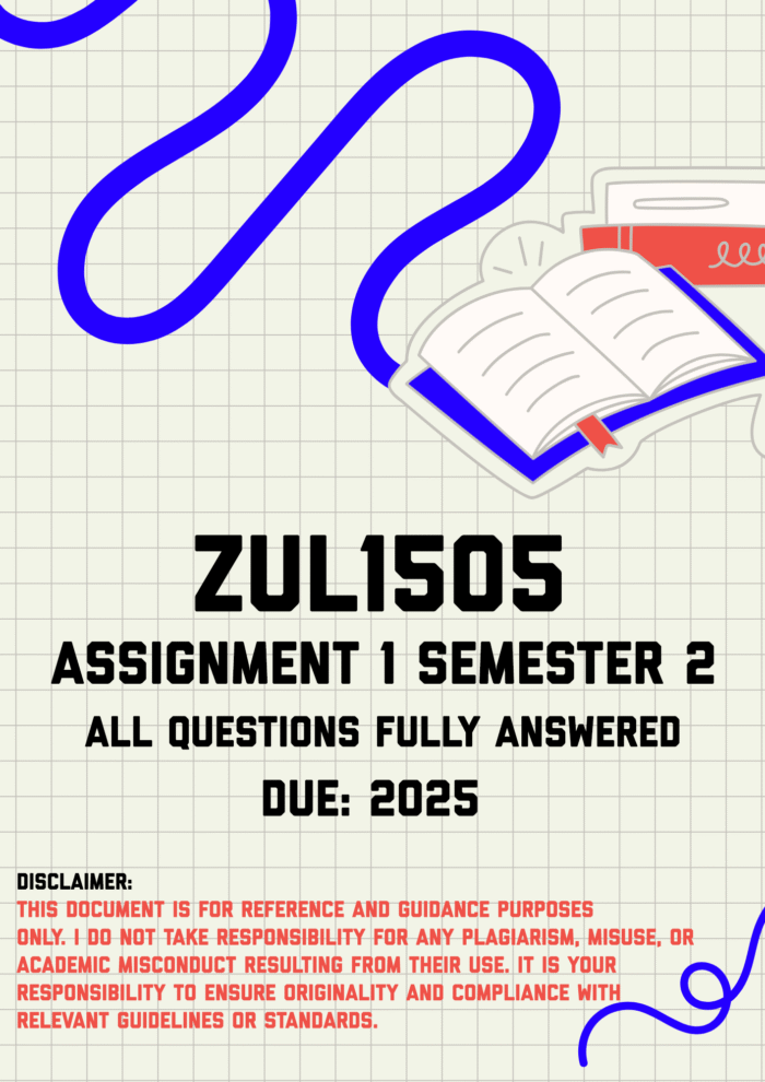 ZUL1505 I-Asayimenti yoku-1 (Assignment 1) ISIMESTA YESI-2 (Semester 2) Memo | Due 2025