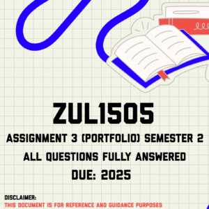 ZUL1505 NGEPHOTHIFOLIYO (Portfolio) ISIMESTA YESI-2 (Semester 2) Memo | Due 2025