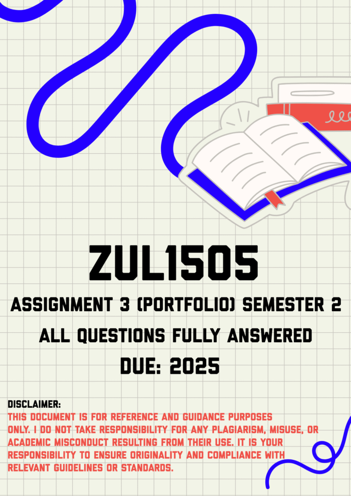 ZUL1505 NGEPHOTHIFOLIYO (Portfolio) ISIMESTA YESI-2 (Semester 2) Memo | Due 2025
