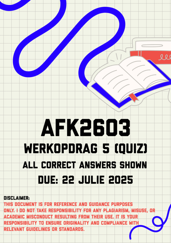 AFK2603 Werkopdrag 5 (Quiz) Memo | Due 22 Julie 2025