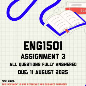 ENG1501 Assignment 3 Memo | Due 11 August 2025