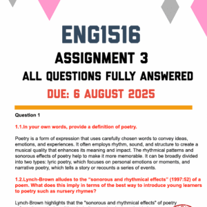ENG1516 ASSIGNMENT 3 2025 - FULLY ANSWERED (DUE 6 AUGUST 2025)