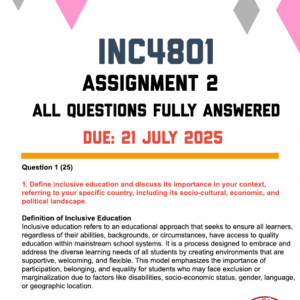 INC4801 ASSIGNMENT 2 2025 - FULLY ANSWERED (DUE 21 JULY 2025)