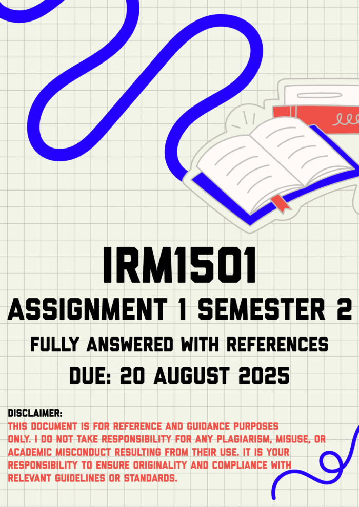 IRM1501 Assignment 1 Semester 2 Memo | Due 20 August 2025