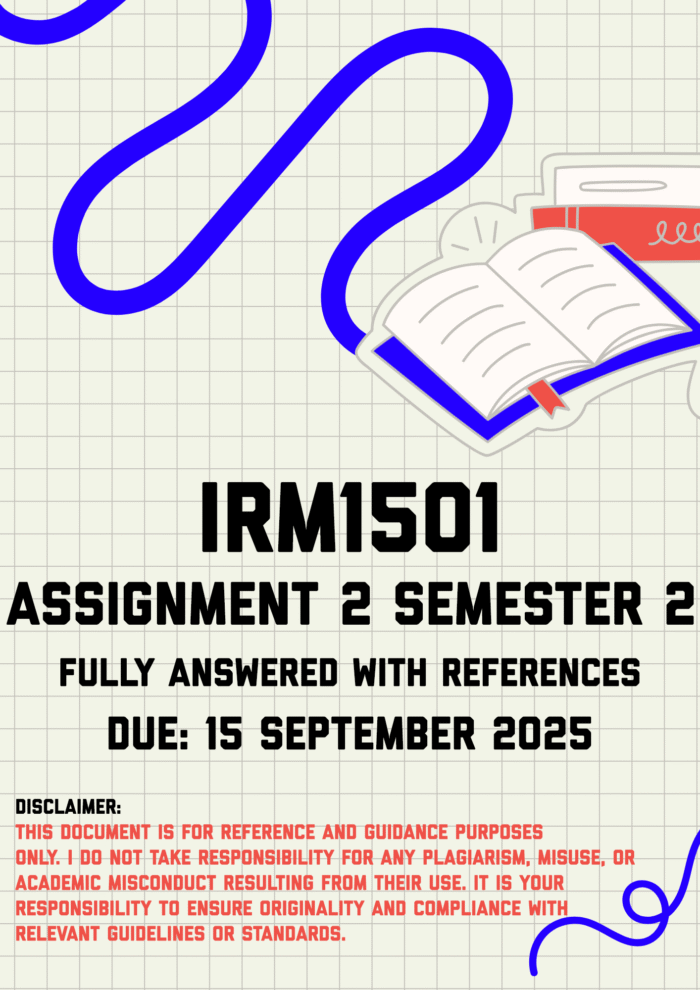 IRM1501 Assignment 2 Semester 2 Memo | Due 19 September 2025