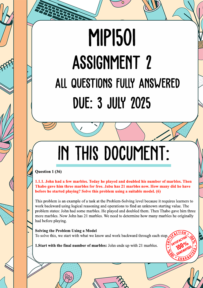 MIP1501 Assignment 2 Memo | Due 3 July 2025