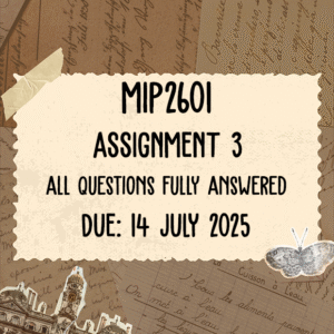 MIP2601 Assignment 3 Memo | Due 14 July 2025