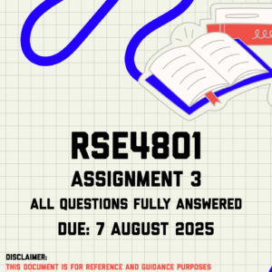 RSE4801 Assignment 3 Memo | Due 7 August 2025