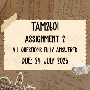 TAM2601 Assignment 2 Memo | Due 24 July 2025