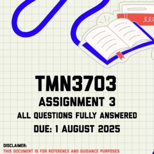 TMN3703 Assignment 3 Memo | Due 1 August 2025