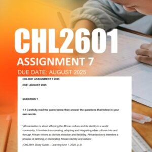 CHL2601 Assignment 7 2025 Due August 2025