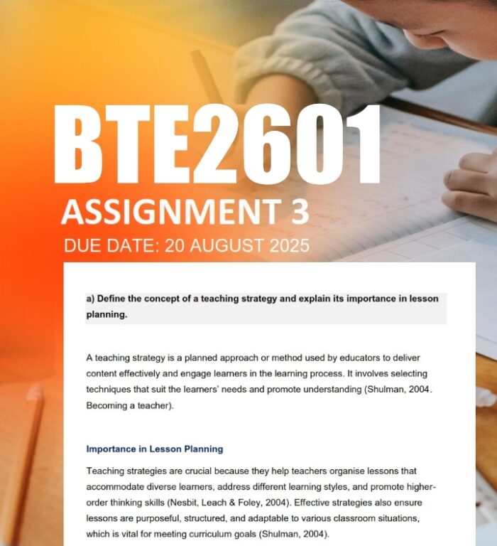BTE2601 Assignment 3 2025 Due 20 August 2025