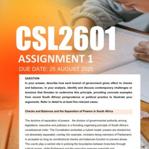 CSL2601 Assignment 1 2025 Due 25 August 2025