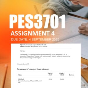 PES3701 Assignment 4 2025 Due 4 September 2025