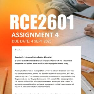 RCE2601 Assignment 4 2025 Due 4 September 2025