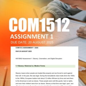 COM1512 Assignment 1 2025 Due 20 August 2025