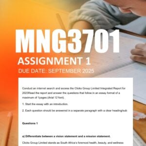 MNG3701 Assignment 1 2025 Due September 2025