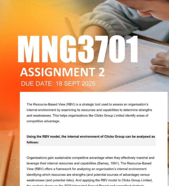 MNG3701 Assignment 2 2025 Due 18 September 2025