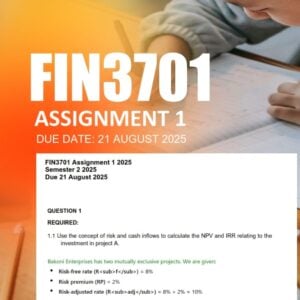 FIN3701 Assignment 1 2025 Due 21 August 2025