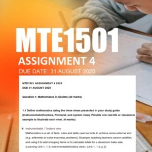 MTE1501 Assignment 4 2025 Due 31 August 2025