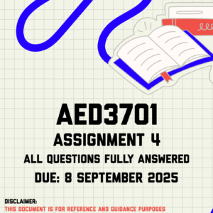 AED3701 Assignment 4 Memo | Due 8 September 2025
