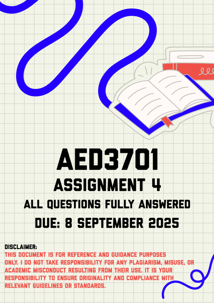 AED3701 Assignment 4 Memo | Due 8 September 2025