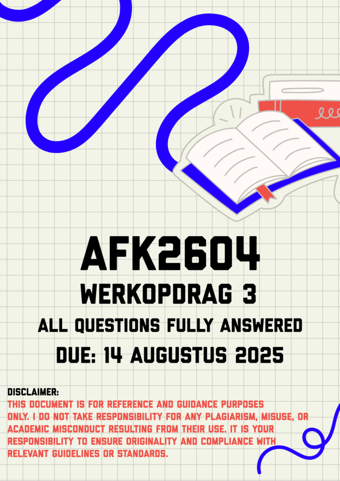 AFK2604 Werkopdrag 3 Memo | Due 14 Augustus 2025
