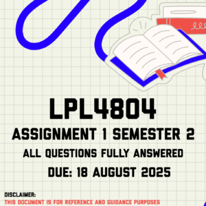 LPL4804 Assignment 1 Semester 2 Memo | Due 18 August 2025