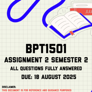 BPT1501 Assignment 2 Semester 2 Memo | Due 18 August 2025