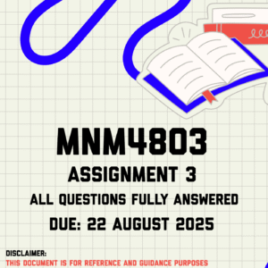 MNM4803 Assignment 3 Memo | Due 22 August 2025