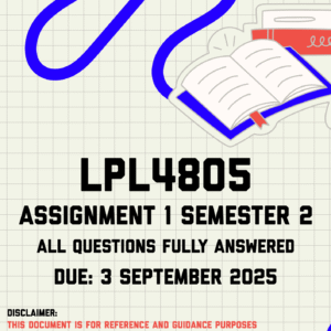 LPL4805 Assignment 1 Semester 2 Memo | Due 3 September 2025