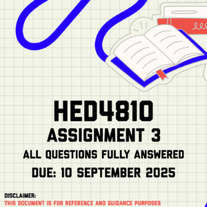 HED4810 Assignment 3 Memo | Due 10 September 2025