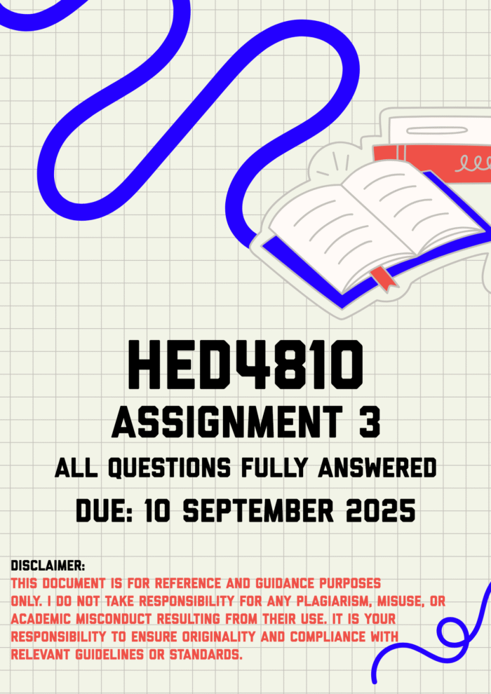 HED4810 Assignment 3 Memo | Due 10 September 2025