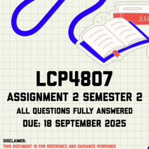 LCP4807 Assignment 2 Semester 2 Memo | Due 18 September 2025