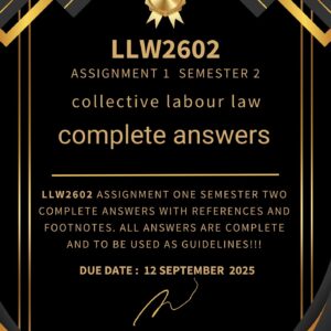 LLW2602 ASSIGNMENT 1 SEMESTER 2 2025 MEMO |DUE DATE 12 AUGUST 2025|