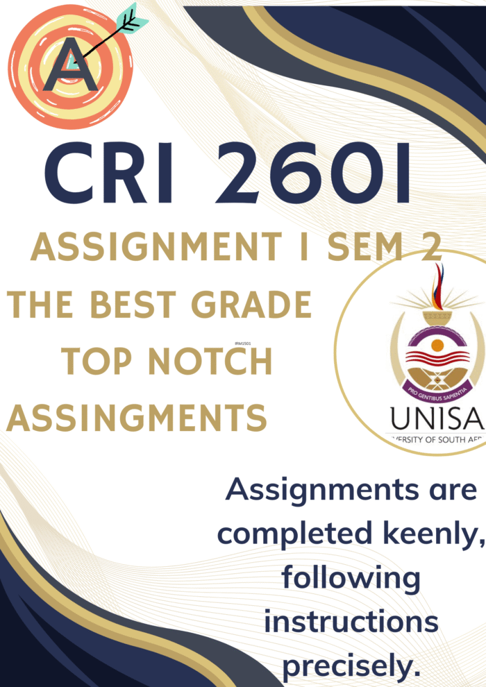 CRI2601 Assignment 1 (COMPLETE ANSWERS) Semester 2 2025 - DUE August 2025