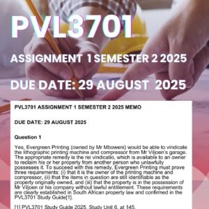 PVL3701 ASSIGNMENT 1 SEMESTER 2 2025 ANSWERS (DUE DATE 29 AUGUST 2025 )