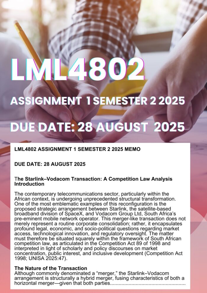 LML4802 ASSIGNMENT 1 SEMESTER 2 2025 MEMO |DUE DATE 28 AUGUST 2025|