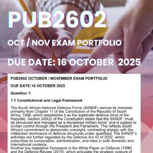 PUB2602 OCT /NOV EXAM PORTFOLIO ASSIGMENT 3 (DUE DATE 16 OCTOBER 2025)