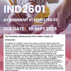 IND2601 ASSIGNMENT 1 SEMESTER 2 2025 MEMO |DUE DATE 10 SEPTEMBER 2025|